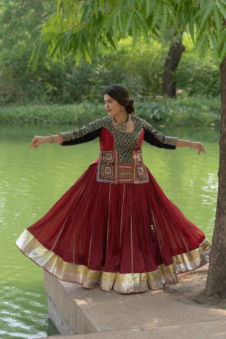 Sitara Set – Maroon Crush Silk with Banarasi Accents