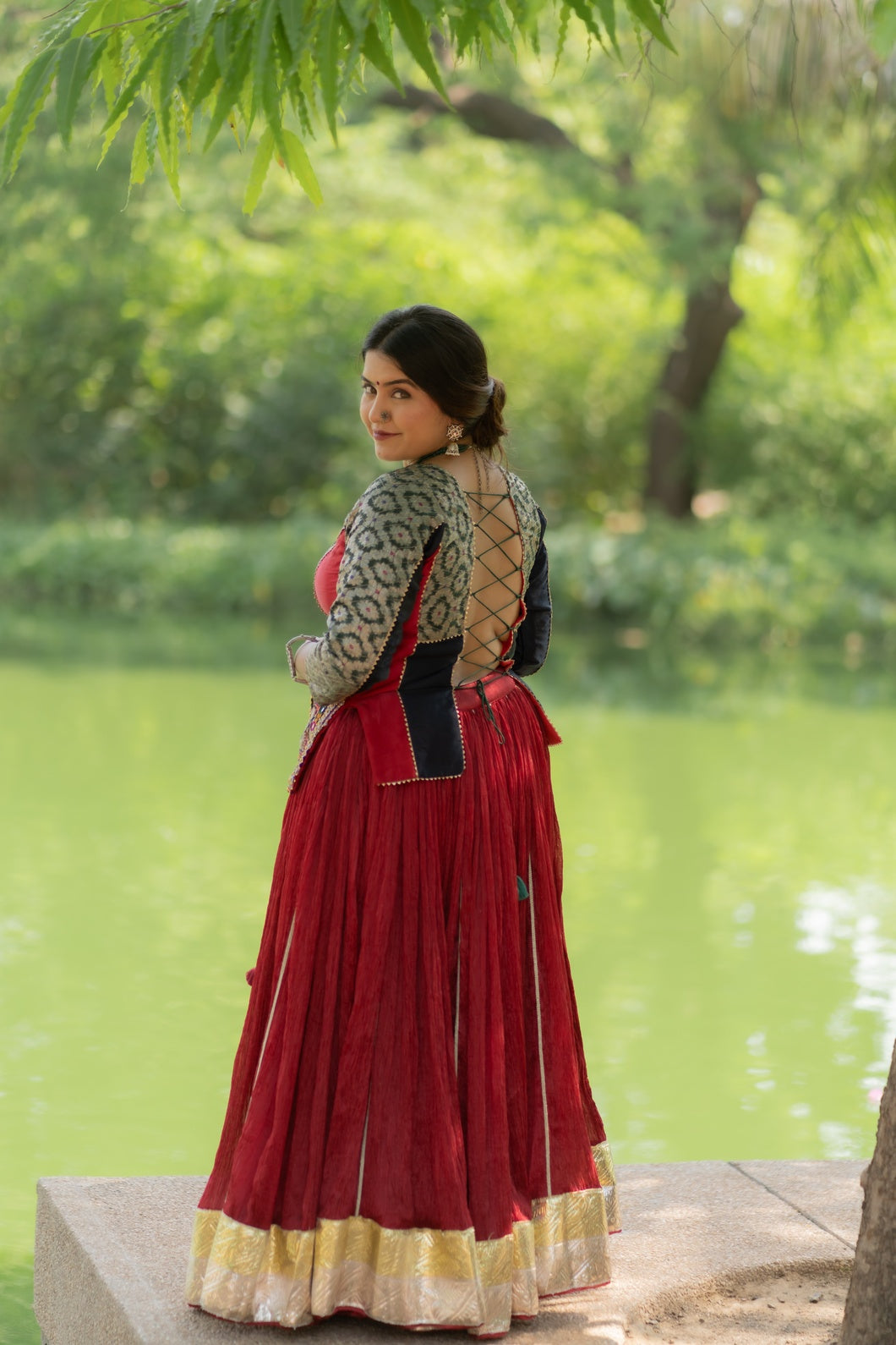 Sitara Set – Maroon Crush Silk with Banarasi Accents