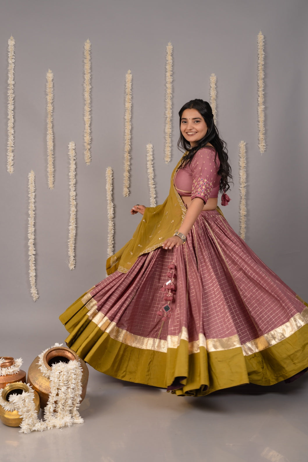 Mehndi Muse - Mirror Work Lehenga Set