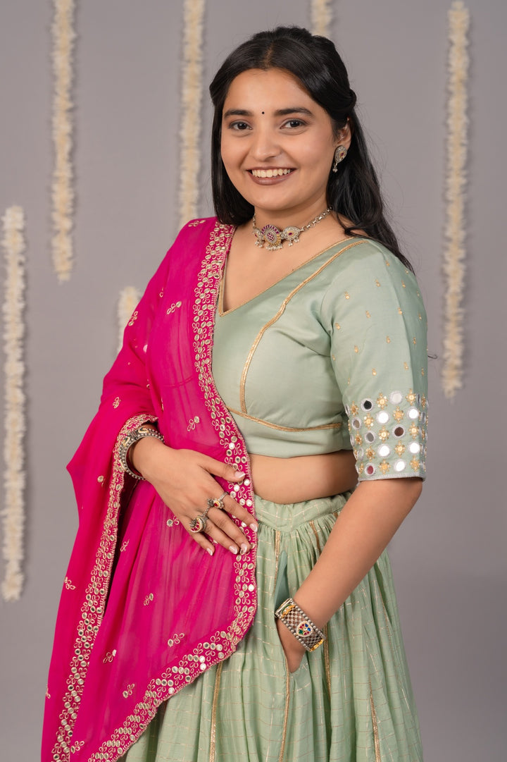 Falak Set – Pista Green  blouse