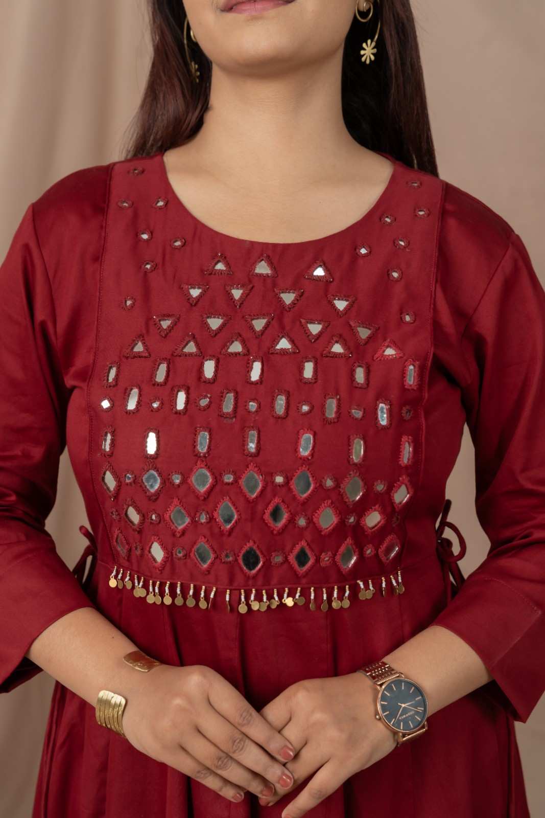 maroon kurta set