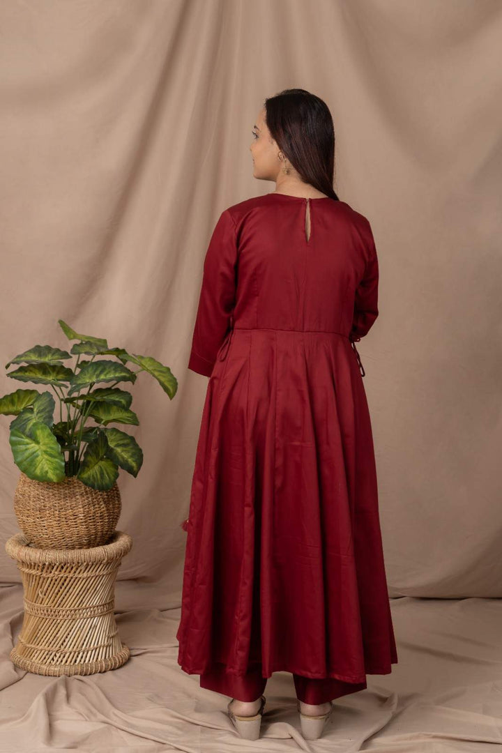 maroon kurta set