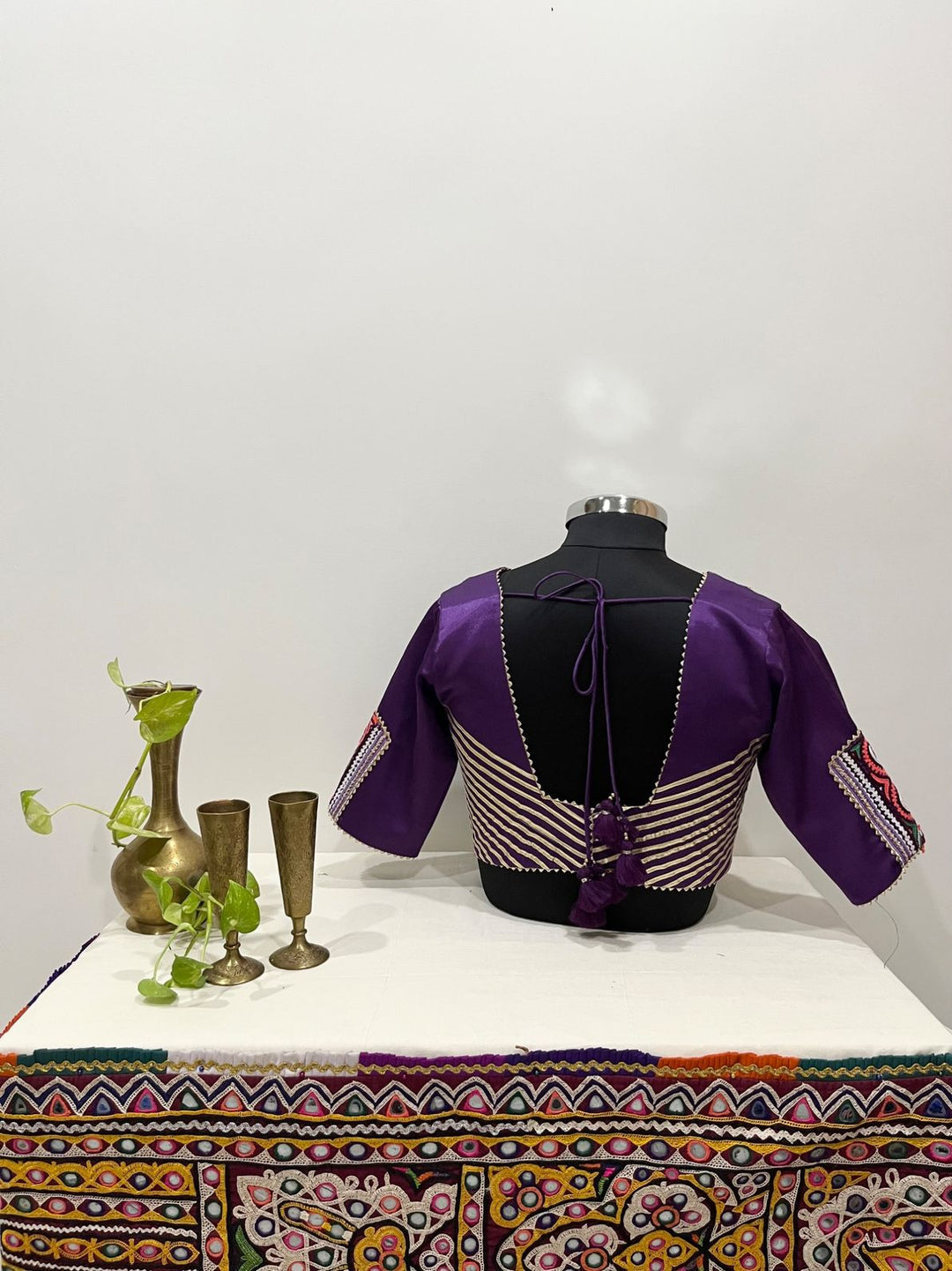 Jambli purple silk patchwork blouse | festive and Navratri wear | Pohi studio Ahmedabad