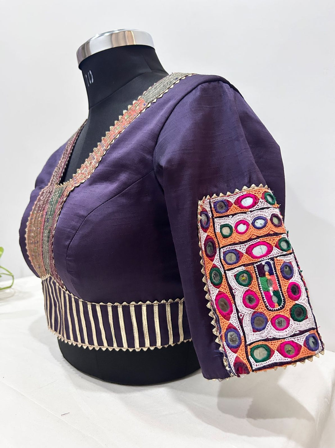 Jambli purple silk patchwork blouse | festive and Navratri wear | Pohi studio Ahmedabad