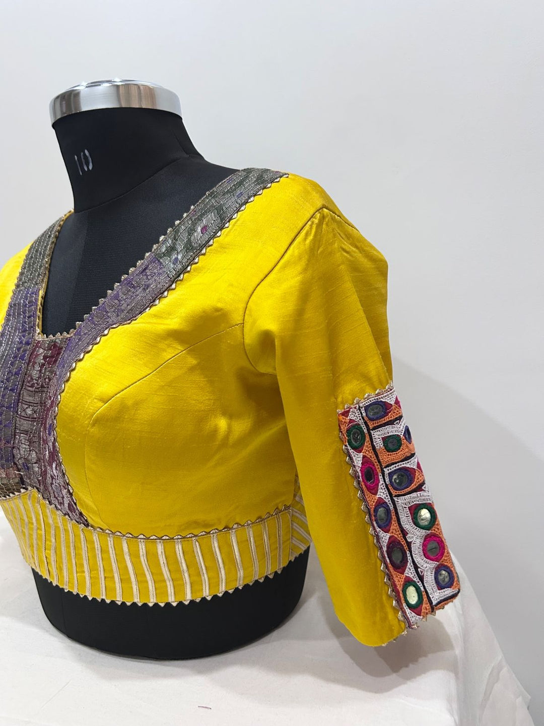 Yellow silk patchwork blouse | festive and Navratri wear | Pohi studio Ahmedabad