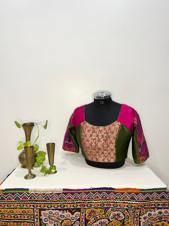 Riwaaz Blouse – Pink & Green