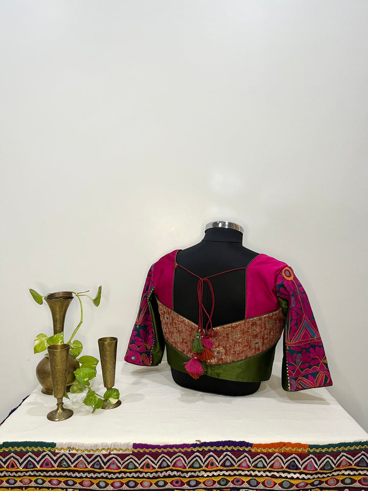 Riwaaz Blouse – Pink & Green