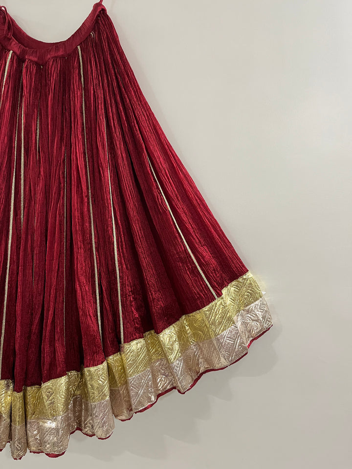 Maroon Crush Chaniyo – 10 Mtr Flared Lehenga in Silk