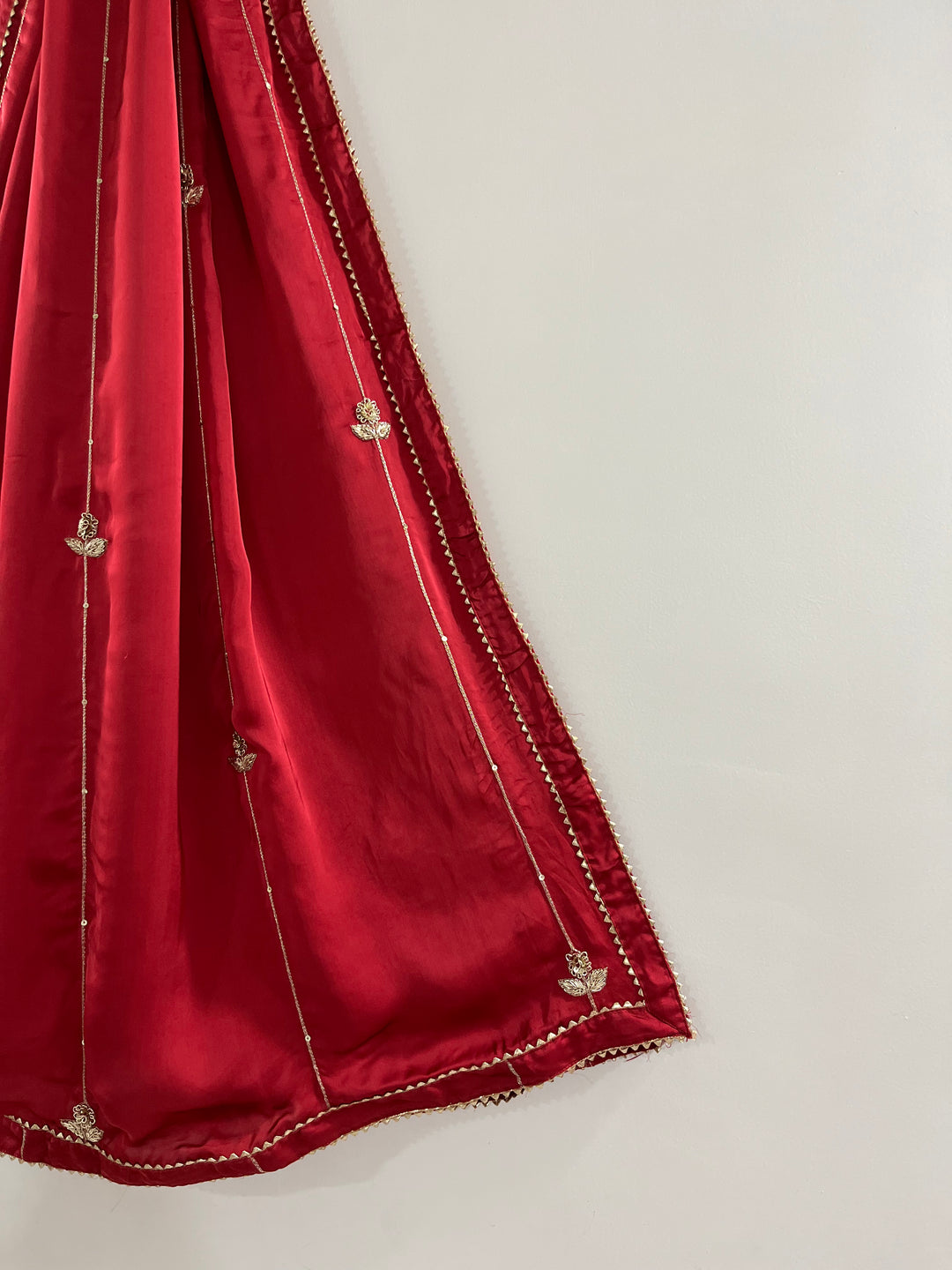 Red Georgette Satin Handworked Dupatta