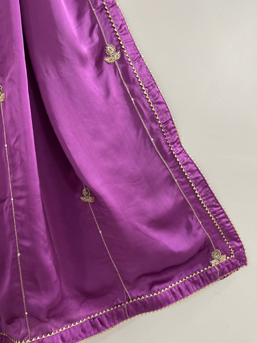 Lilac Georgette Satin Handworked Dupatta