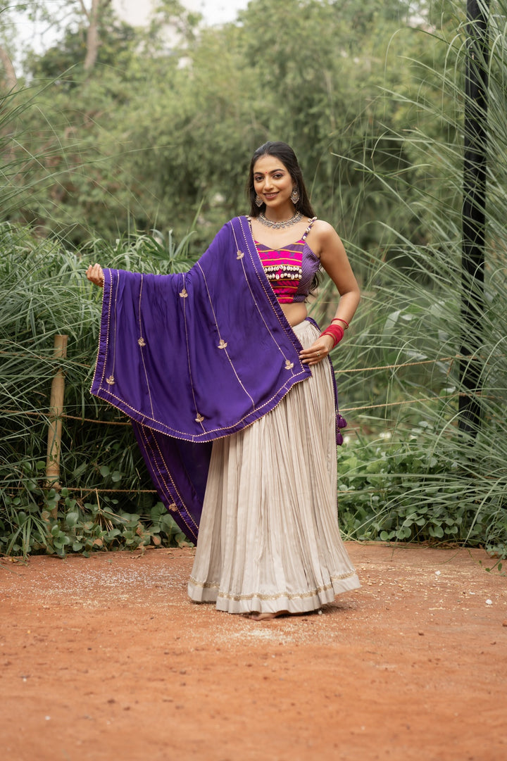 Nyra Set – Beige & Purple Ethnic Chic Ensemble