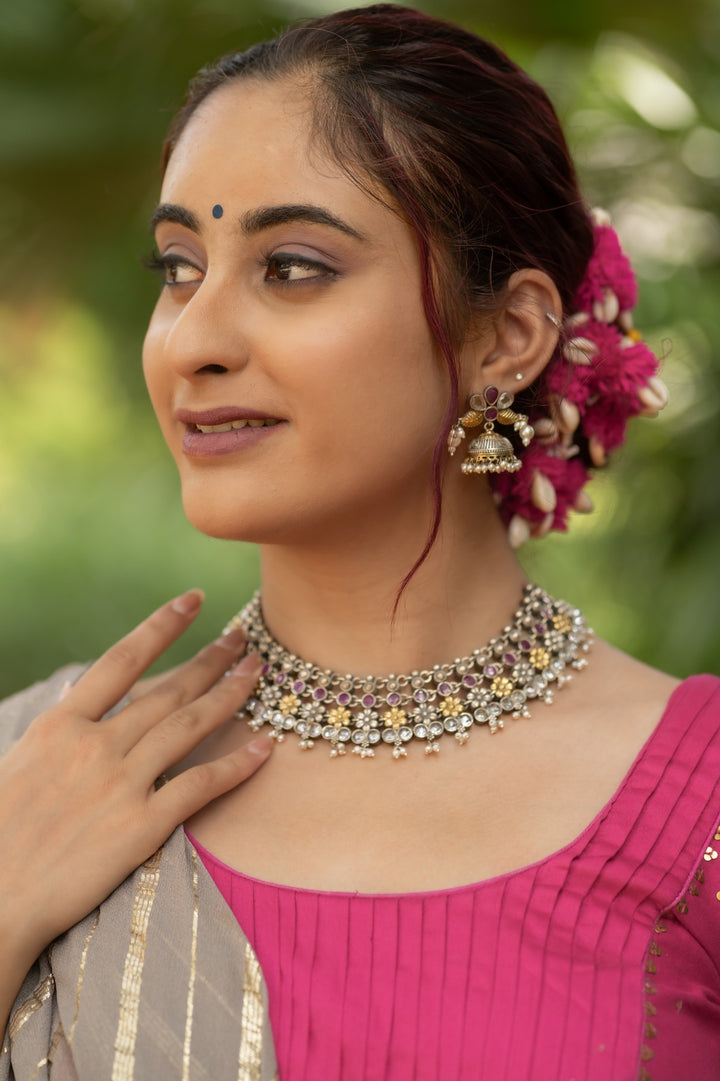 Suhana Set – Pink & grey Lehenga Set