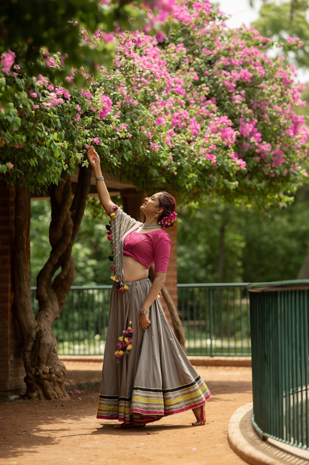 Suhana Set – Pink & grey Lehenga Set