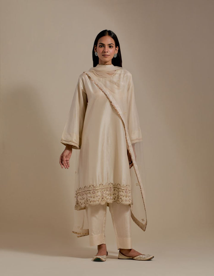 Padma champagne hand embroidered dupatta-2