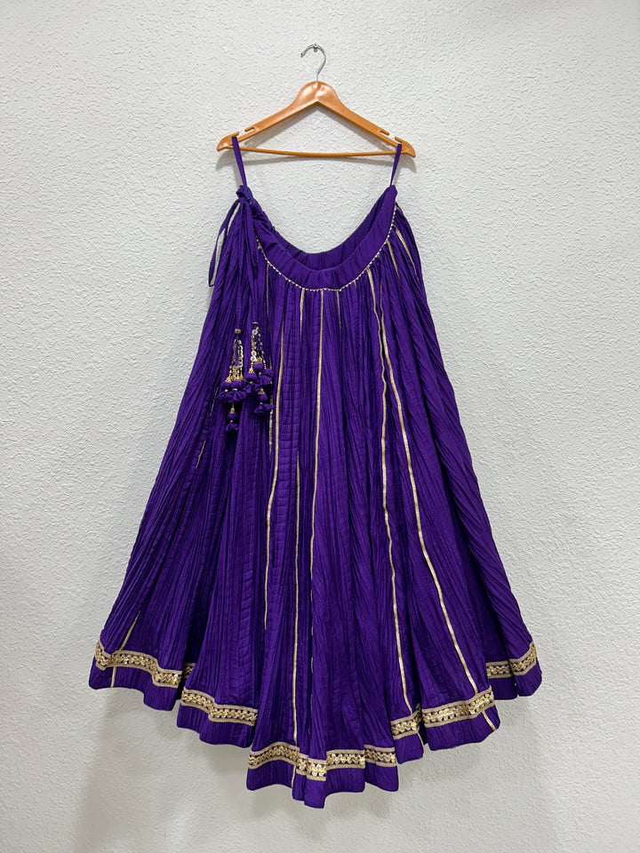 Festive Bamboo Crush chaniya with elegant golden lace border detailing
