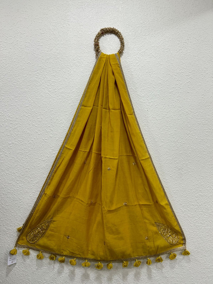 Designer Chanderi cotton dupatta with refined ethnic handwork finish