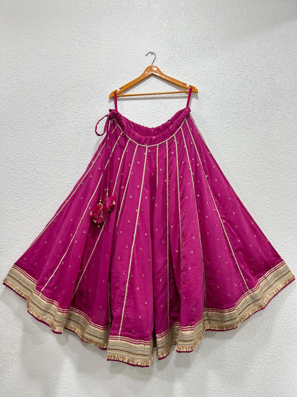 Designer Chanderi Garba chaniya with lightweight festive silhouette