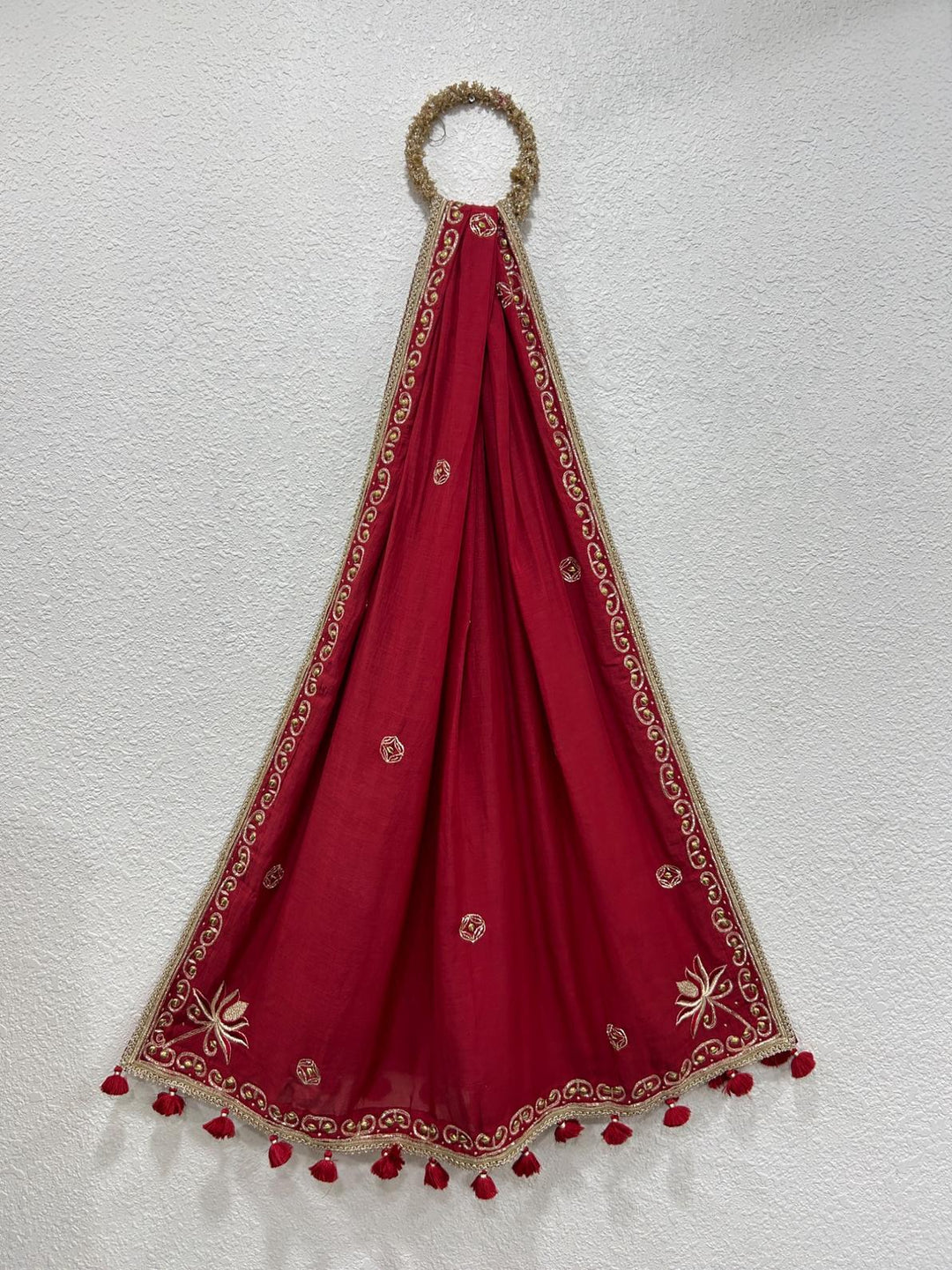 Festive Chanderi cotton dupatta with intricate handcrafted detailing