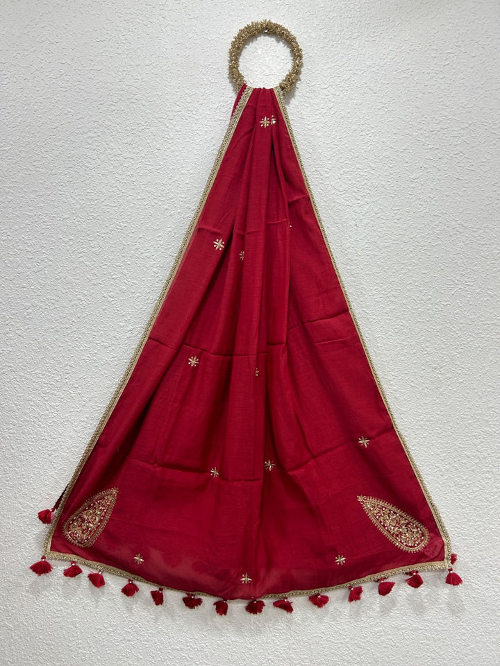 Elegant festive dupatta featuring traditional handcrafted embroidery work