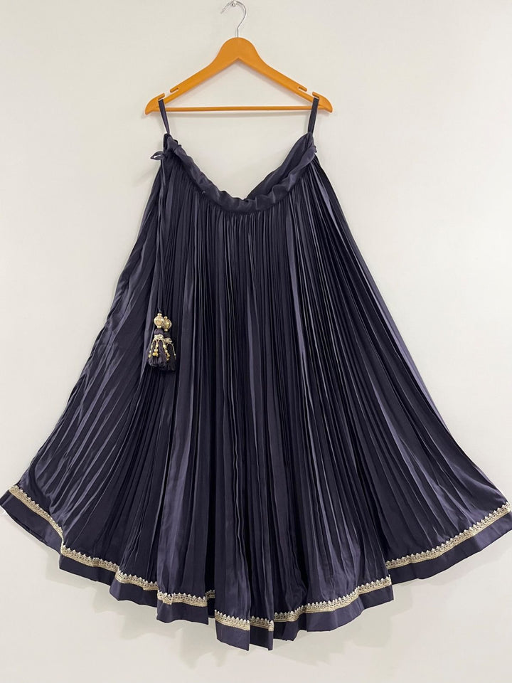 Navratri Pleated Chaniya | Golden Border |Pohi Studio Ahmedabad