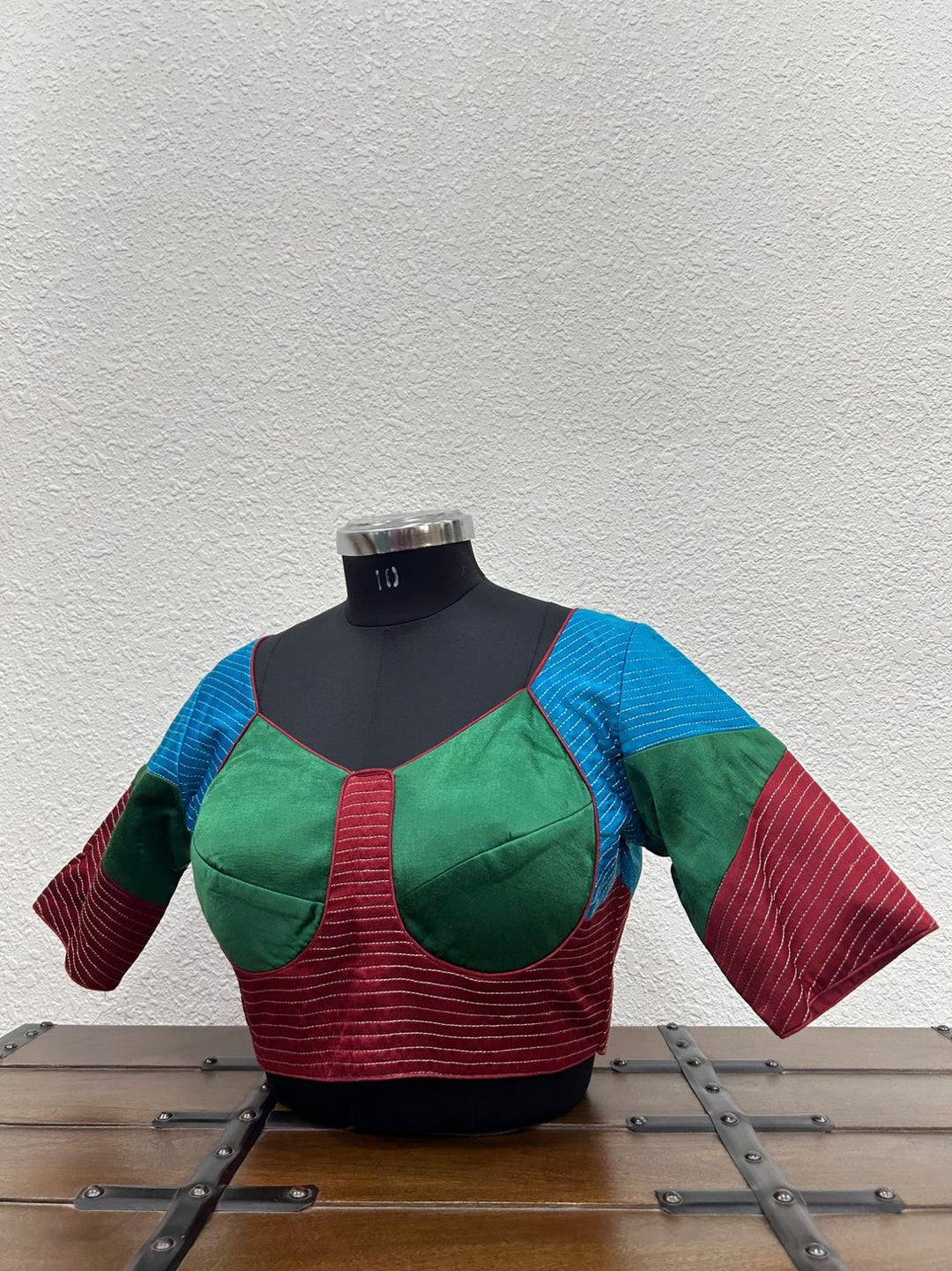 Multi-colour Gajji silk blouse with intricate all-over handcrafted kasab detailing