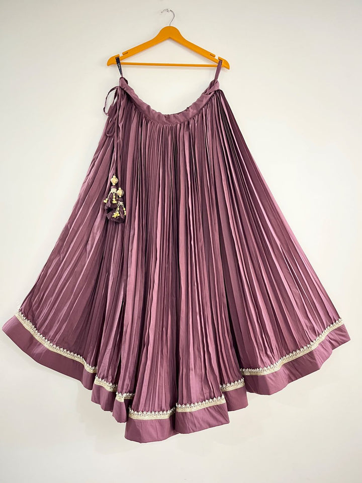 Navratri Pleated Chaniya | Golden Border |Pohi Studio Ahmedabad