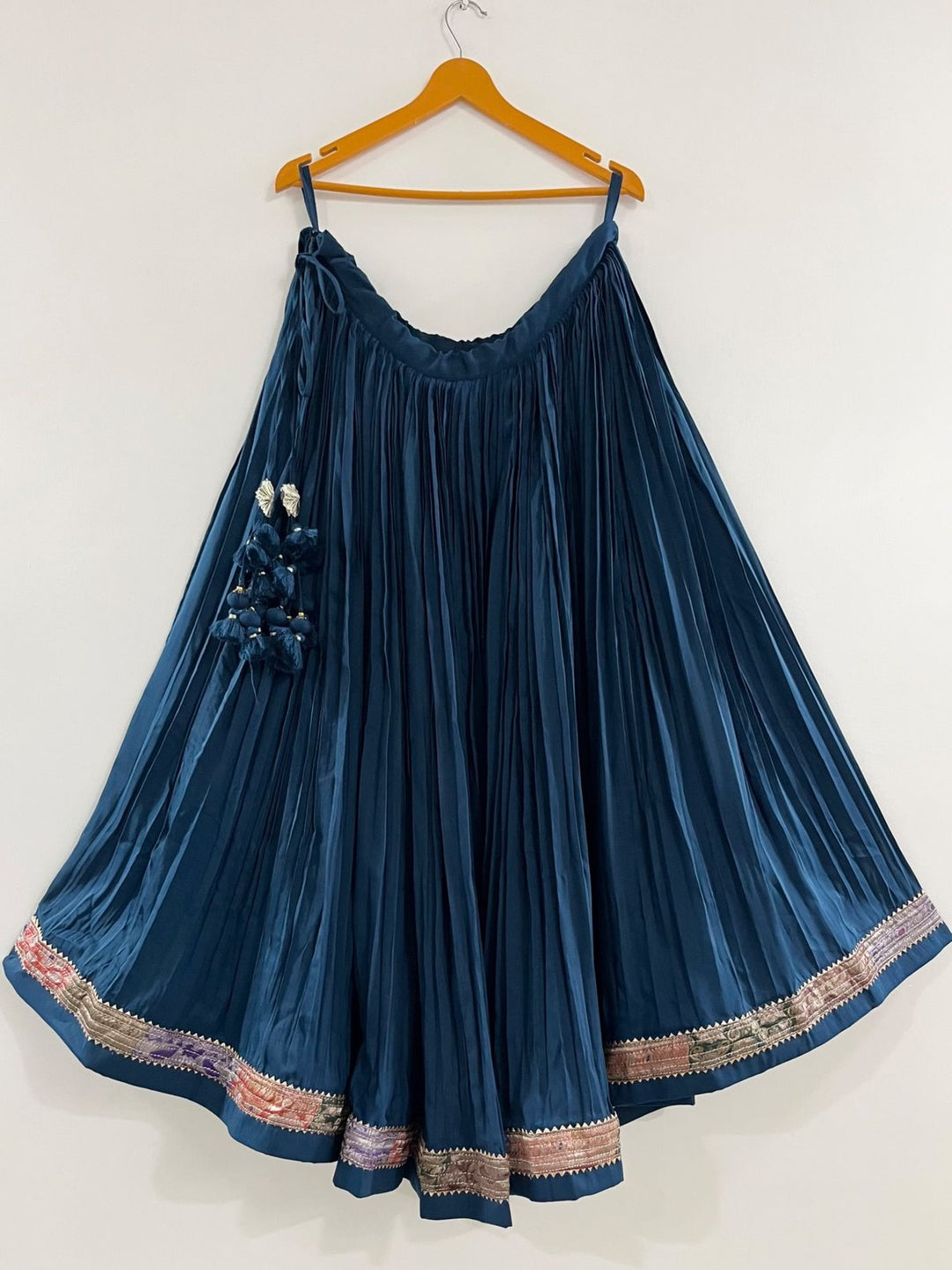 Navratri Pleated Banarasi Border Chaniya | Pohi Studio
