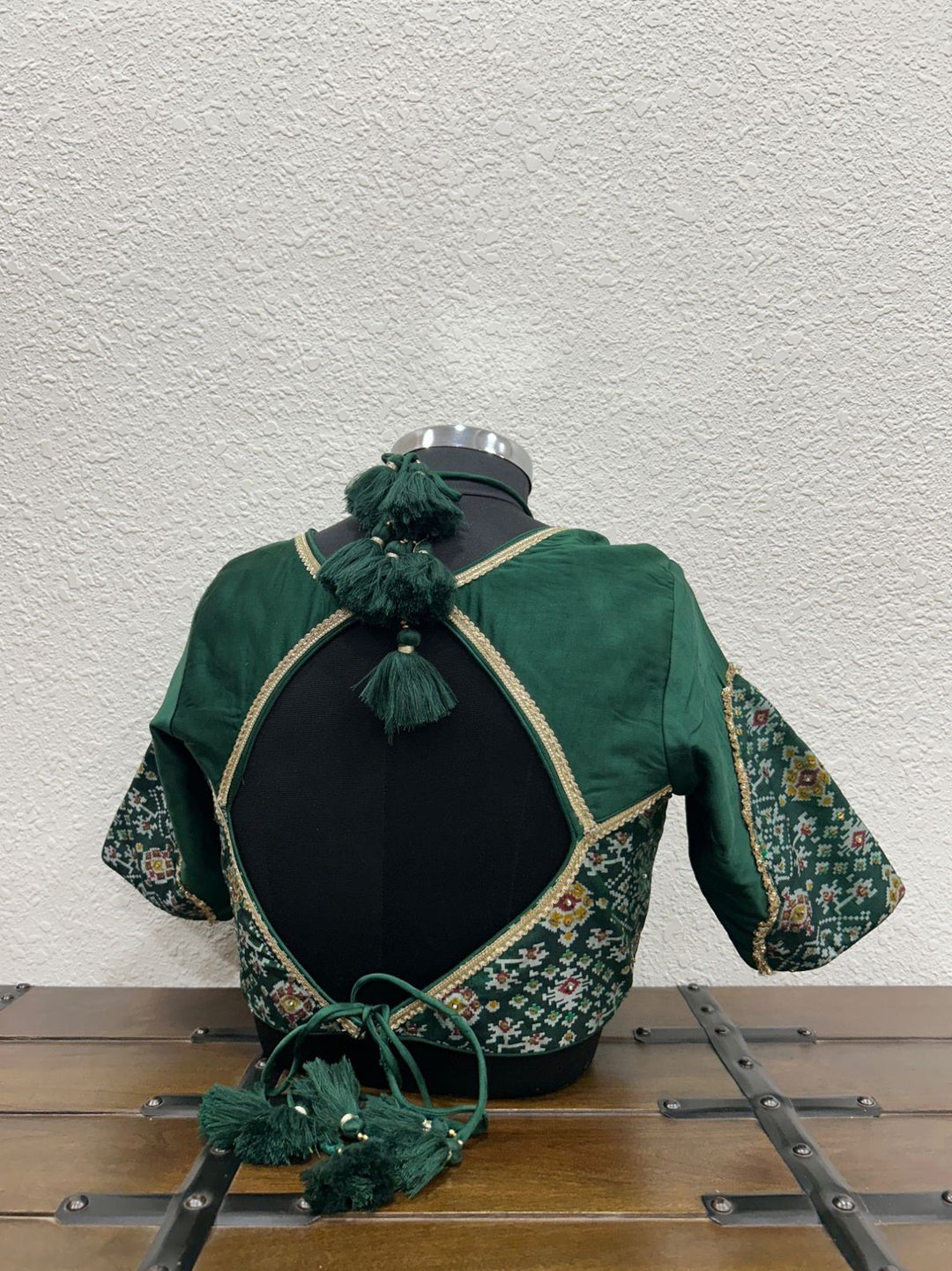 Premium festive raw silk blouse with handcrafted ethnic styling