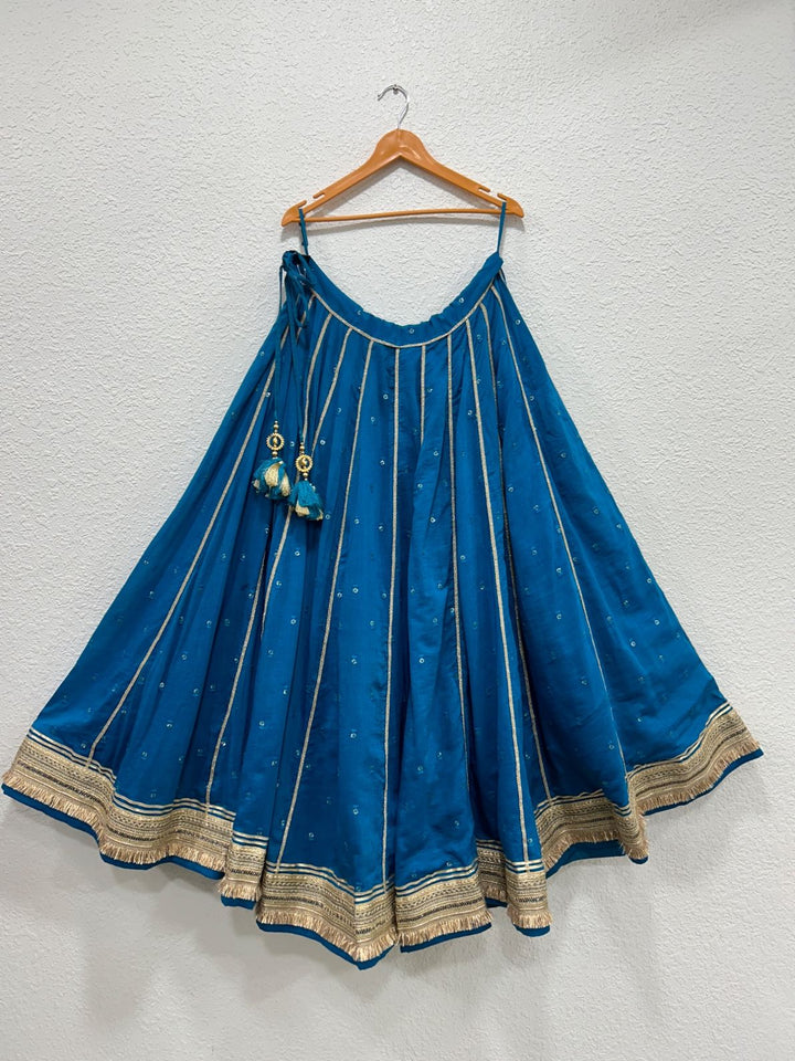 Traditional flared Chanderi chaniya perfect for Navratri celebrations