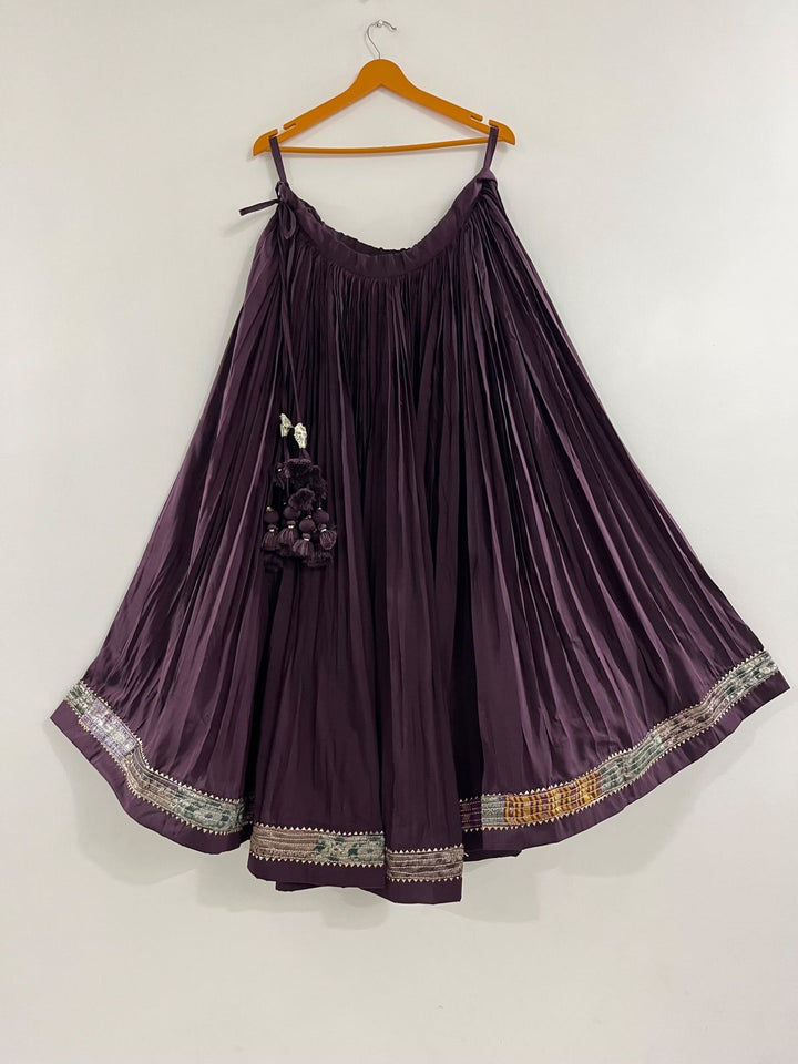 Navratri Pleated Banarasi Border Chaniya | Pohi Studio
