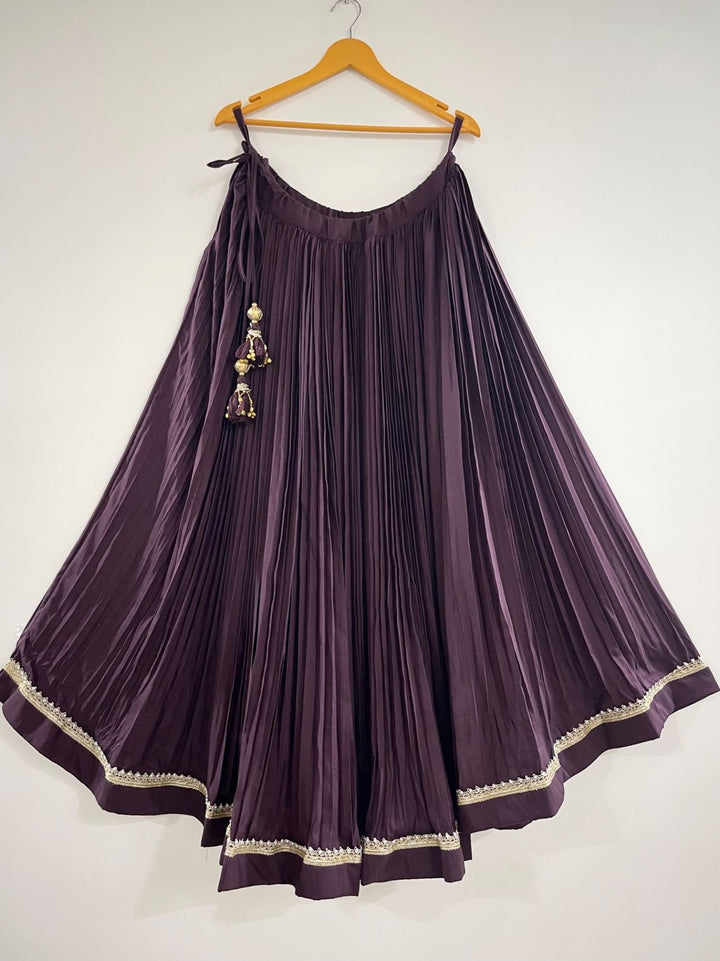Navratri Pleated Chaniya | Golden Border |Pohi Studio Ahmedabad
